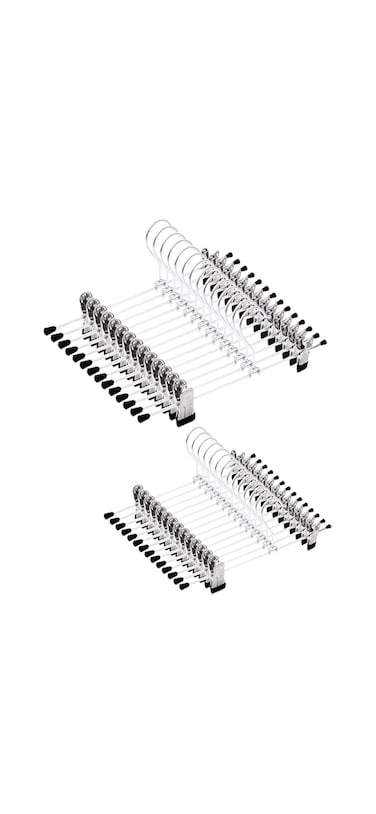 ZOBER 10-Pack Pants &amp; Skirt Hangers with Clips   Space-Saving 30cm Metal Trouser Hangers with Adjustable Non-Slip Clips   Clothes Hangers For Pants Hangers, Jeans Hangers, Skirt Hangers with clips