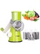 Cheese Grater, Handheld Vegetables Slicer Cheese Shredder with Rubber Suction Base, 3 Stainless Drum Blades Included, Green