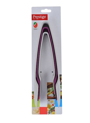 3-Piece Plastic Tongs Grey/Purple