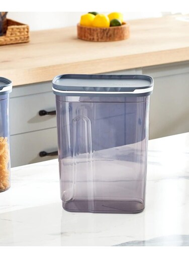 LIFE Slider Storage Container 4L Transparent Gray   Easy Access Cereal &amp; Dry Food Box