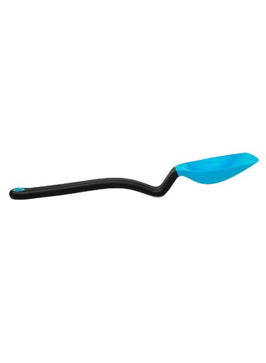 Supoon Non-Stick Sit-Up Silicone Scraping, Serving, Cooking Spoon, Measures 5ml Tsp &amp; 15ml Tbsp, 11 Inch, Durable, Easy to Clean, Perfect for Stirring and Serving, Blue Blue/Black 27.9x3.4x2.5cm
