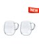 Round Mug Clear Glass with Handle, Microwave safe - 2pcs Set