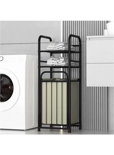 Clothes Basket Storage Rack Splicing Wrought Iron Easy To Assemble Bathroom Laundry Rack Multifunctional Rack Black