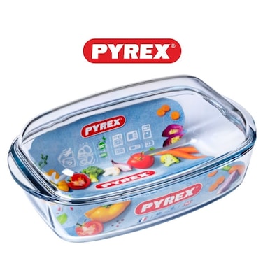 Pyrex Essential Casseroles Rectangular 4.6L - Versatile Borosilicate Glass Dish for Baking, Roasting, and Serving
