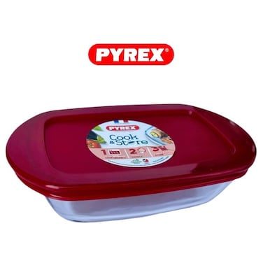 Pyrex Cook &amp; Store Rectangular Roaster with Lid - 400ML Capacity for Versatile Cooking and Storing