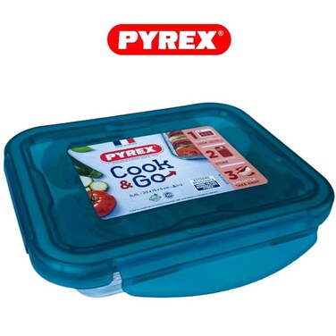 Pyrex Cook&amp;Go 0.8L Rectangle Storage Dish with Airtight Lid - Versatile Freezer-to-Oven Solution - Green