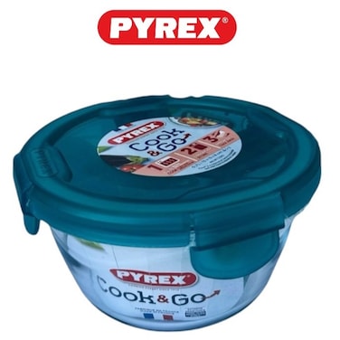 Pyrex Cook&amp;Go 0.7L Round Storage Dish with Airtight Lid - Versatile Freezer-to-Oven Solution