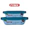 Pyrex Cook&amp;Go Storage Dish Set - 0.8L &amp; 1.9L Rectangular Glass Containers with Airtight Green Lids