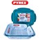 Pyrex Cook&amp;Go Storage Dish Set - 0.8L &amp; 1.9L Rectangular Glass Containers with Airtight Green Lids