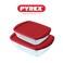 Pyrex Cook &amp; Store Set of 2 Rectangular Glass Dishes with Red Lids &ndash; 1.2L &amp; 2.5L BPA-Free Storage and Bakeware