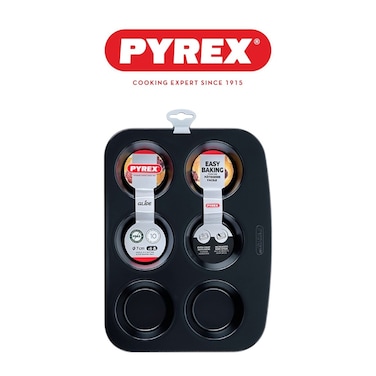 Pyrex Glide 6-Cup Muffin Tray &ndash; PFAS-Free Non-Stick Bakeware for Perfect Muffins &amp; Cupcakes