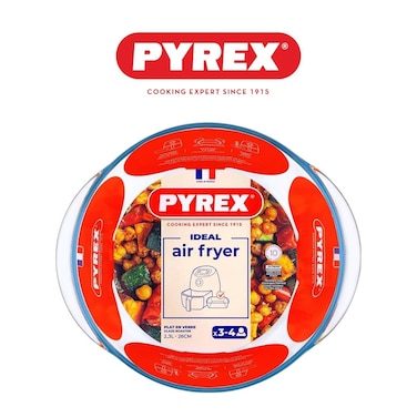 Pyrex Air Fryer Round Dish 2.3L &ndash; Multi-Purpose Heat-Resistant Glass Dish for Air Frying &amp; Baking