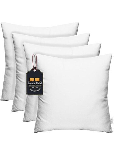 Somer Field - Super Soft Bedding Cushion, Cushion Stuffer Inserts, Hollow Siliconised Fibre Square Pillows - White - Best Buy (50x50 cm - Pack of 4)