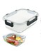 Glass Meal Prep Containers (1 pcs Rectangle) - Glass Food Storage Containers with Lids, Glass Lunch Box, Portion Control, Airtight, Glass Bento Box Lunch Containers- Black