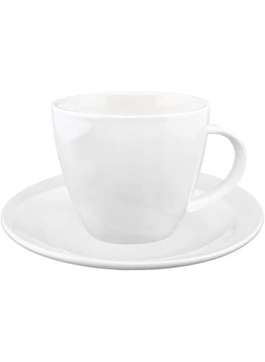 Shallow Bone China Tiffany Cup And Saucer Set, White, 220 Ml, Jx113-C002-02