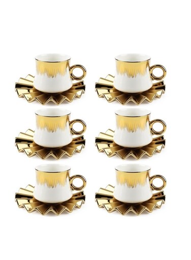 Pieces Porcelain Coffee Cup Tea Cup and Saucer Set Espresso Cups with Saucers, Greek Arabic Turkish Coffee Cups
