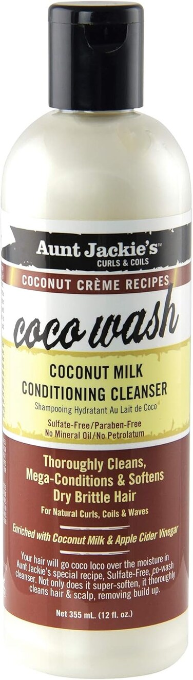 Aunt Jackie's Coconut Cr&egrave;me Recipes Coco Wash Hair Conditioning Cleanser, Cleans, Conditions and Softens Dry Brittle Curly Hair, 12 oz
