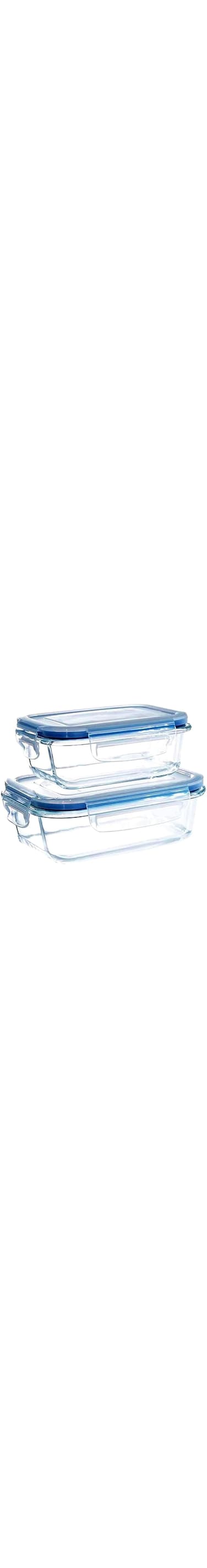 [3Diamonds] Glass Containers BPA-Free Locking lids, Food Storage Container 100% Leakproof Glass Lunch Boxes, Freezer Storage container with Lids Airtight, Glass Food Storage (Set of 2 - Blue)