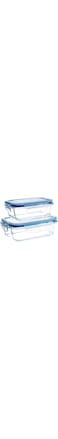 [3Diamonds] Glass Containers BPA-Free Locking lids, Food Storage Container 100% Leakproof Glass Lunch Boxes, Freezer Storage container with Lids Airtight, Glass Food Storage (Set of 2 - Blue)