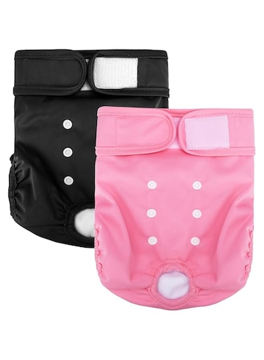 NAWOKEENY 2 Packs Reusable Dog Nappies, Absorbent Soft Breathable Washable Dog Diapers, Leak Proof Dog Nappies, Comfortable Eco-Friendly Pet Diapers Sanitary Panties for Various Types of Pet Dogs (L)