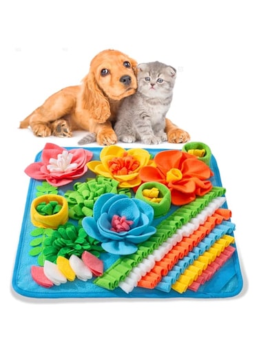 Oliumt Snuffle Mat for Dogs, Sniff Mat Slow Feeding Mat for Small Pets Cats, Rabbits - Help Stress Relief and Training - Stimulate Your Pet's Foraging Skills! (Blue)