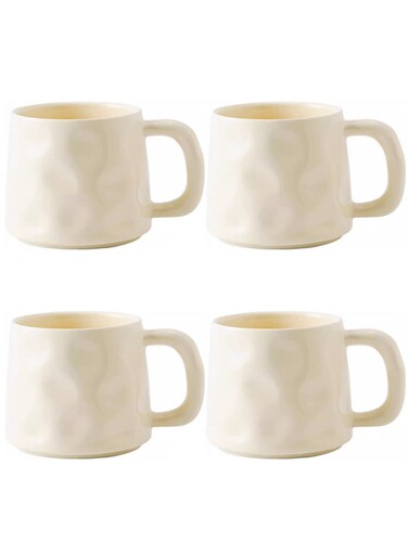 Coffee Mug Set for 4,Ceramic Coffee Cups 400ml/14 Ounce Coffee Mugs with Handles Porcelain Mugs Sets Large Coffee Mugs for Latte,Cappuccino, Tea, Hot Cocoa, Milk&iuml;&frac14;&circ;Matte White&iuml;&frac14;&permil;