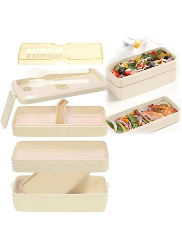 ELECDON Eco-Friendly Stackable 3-in-1 Bento Box Container, Reusable Meal Prep Lunch &amp; Snack Containers for Travel &amp; Work