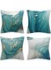 Mistyblue 4PCS Turquoise Design Cushion Cover Set 18x18 Inch, Home Decorative Throw Pillow Cases Single Sided Pattern, Short Plush Velvet, 45x45cm Square Cushion Case for Sofa Couch(Turquoise)