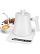 Kameety 304 Stainless Steel Gooseneck Kettle Electric, Auto Shut Off, Temperature Control with 7 Variable Presets Kettl, Smart Kettle Suitable for Brewing coffee and tea, 1L (White)