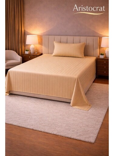 2&acirc;&euro;&lsquo;Piece Striped Microfiber Flat Bed Sheet Set Single 160x220cm &acirc;&euro;&ldquo; Soft Breathable Flat Sheet with 1 Pillowcase 50x70cm, White Microfiber White 160x220cm
