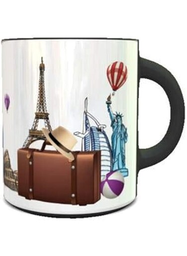 imPRESS Color Changing Heat Sensitive Coffee Mug with I Love to Travel Design