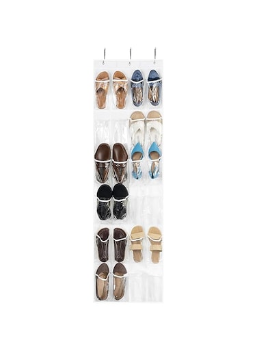 Zober Clear Over the Door Shoe Organizer - 24 Stitch-Secured Pockets, Hanging Shoe holder for Maximizing Shoe Storage. by ZOBER