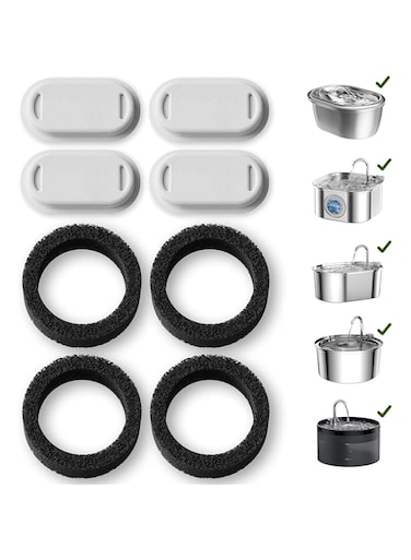 PETLIBRO 4 Packs Replacement Filters for Stainless Steel Cat Water Fountain PLWF003, 2 Months Set of Replacement Filters