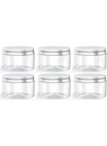 6 Pcs 100ml CLEAR PLASTIC JARS Containers with ALUMINUM LIDS Airtight LEAK PROOF FOOD STORAGE SPICE JARS Cosmetic Jars CREAM Containers Mini TRAVEL JARS DIY STORAGE Containers Set