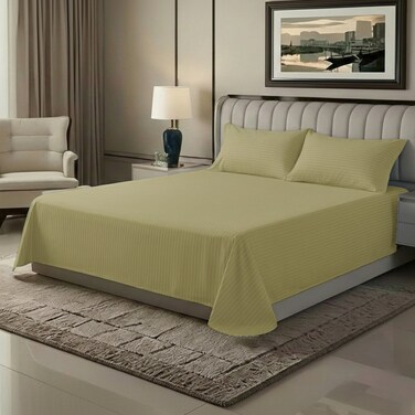 3&acirc;&euro;&lsquo;Piece Premium Microfiber Bed Sheet Set &acirc;&euro;&ldquo; Single Size Flat Sheet (180x240 cm) with 2 Pillowcases (50x75 cm) &acirc;&euro;&ldquo; Ultra&acirc;&euro;&lsquo;Soft, Breathable, Wrinkle&acirc;&euro;&lsquo;Resistant Fabric &acirc;&euro;&ldquo; Perfect for Home &amp; Hotel Use, Beige