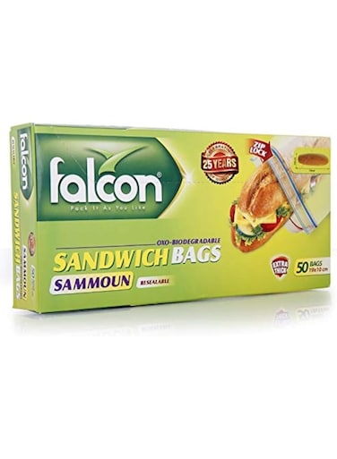 Sammoun Resealable Oxo-Biodegradable Sandwich Bags Clear 19 x 10cm Clear 19 x 10cm