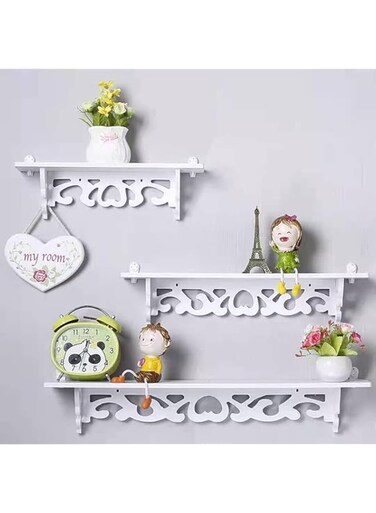 LINGWEI Wall Mounted Floating Shelves White 3 Piece Set 60X11X11Cm Multicolor
