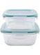 2-Piece Square Borosilicate Glass Food Storage Containers with Lids - Airtight, Leakproof, Stackable - Ideal for Food Prep, Meal Planning, Leftovers, Kitchen Organization &ndash; lunch box   500ml &amp; 800ml