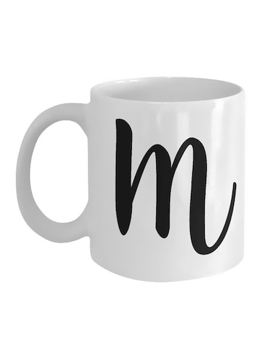 Letter M Printed Coffee Mug White/Black Standard