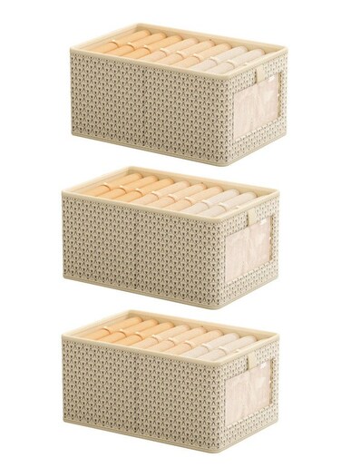 3 Pieces Foldable Closet Storage Organizer Closet Storage Bin with Carrying Handles Washable Closet Storage Box for Clothes Wardrobe Home Bedroom