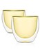Double Wall Glass Coffee Mugs 250ML Hot &amp; Cold Borosilicate Insulated Glasses for Home, Cafe &amp; Restaurant, DG824 (Yellow, 2 Piece Set)