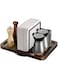 Napkin Holder for Table, Rotating Metal Standing Napkin Dispenser with Salt and Pepper Shakers Caddy Standing Paper Napkin Storage for Kitchen Dining Table Decor Not Including Shakers