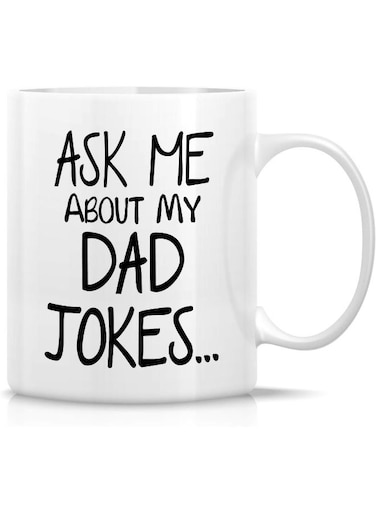 Your Wall Funny Mug - Ask Me About My Dad Jokes 12 Oz Ceramic Coffee Mugs - Funny, Sarcasm, Sarcastic Pregnancy Announcement Reveal Birthday Gifts For New Father, Husband, Boyfriend, Friends, Coworkers