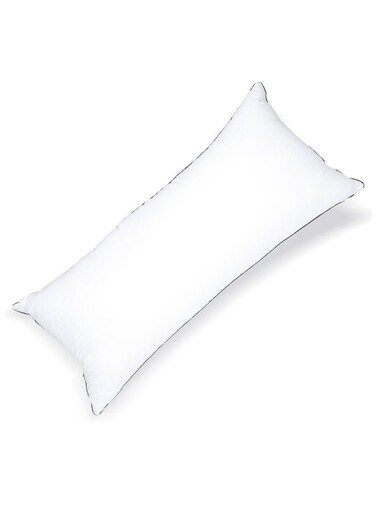 Linen Klub 100% Cotton Down Alternative Luxury Full Body Pillow w/ single piping- Outer Fabric : 250TC White Sateen Filling : 1300grams Microfiber Size: 45 x 100cm