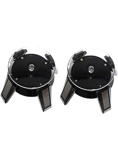 Solar Power 360 Rotating Display Stand Turn Table Plate For Phone Watch Jewelry With LED Light(Black, 2 Pcs)