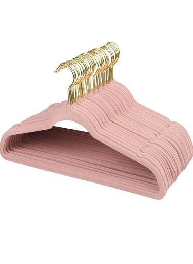 36 Pack Pink Velvet Hangers, Non-Slip Clothes Hanger with Gold Color Swivel Hook, Coat &amp; Suite Hangers, Sturdy Durable Clothes Hangers
