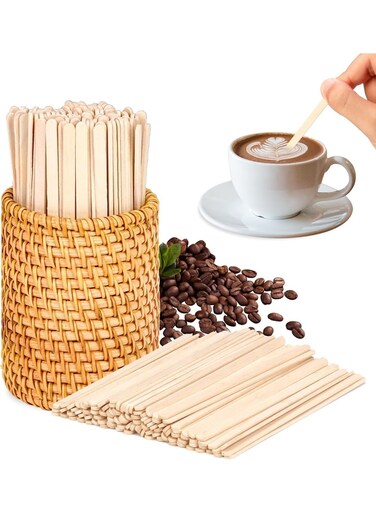 400 Pcs Wooden Coffee Stir Sticks, Natural Bamboo Coffee Stirrers for Hot Drinks, Disposable Wood Stirrer Sticks for Coffee, Tea, Cocktail, Bar, Office, Restaurant, Caf&Atilde;&copy;, Eco Friendly Beverage Stirring Sticks