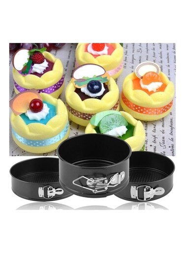Metal Non-Stick Round Shape Pan Cake Mould Black