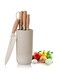 Tazweeq Kitchen Knife Set, 6-Pieces Khaki Sharp Knife Set, Non-stick Non-slip Stainless Steel Chef Knife Set with Universal Knife Block Suitable for Home Restaurant
