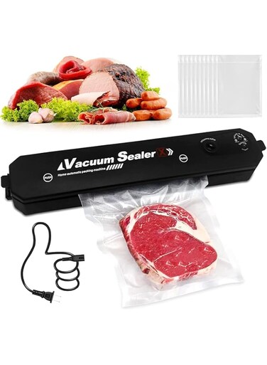 AWH Vacuum Sealer Machine Food Vacuum Sealer - Automatic Air Sealing System for Food Storage Dry and Wet Food Modes Compact Design - Black
